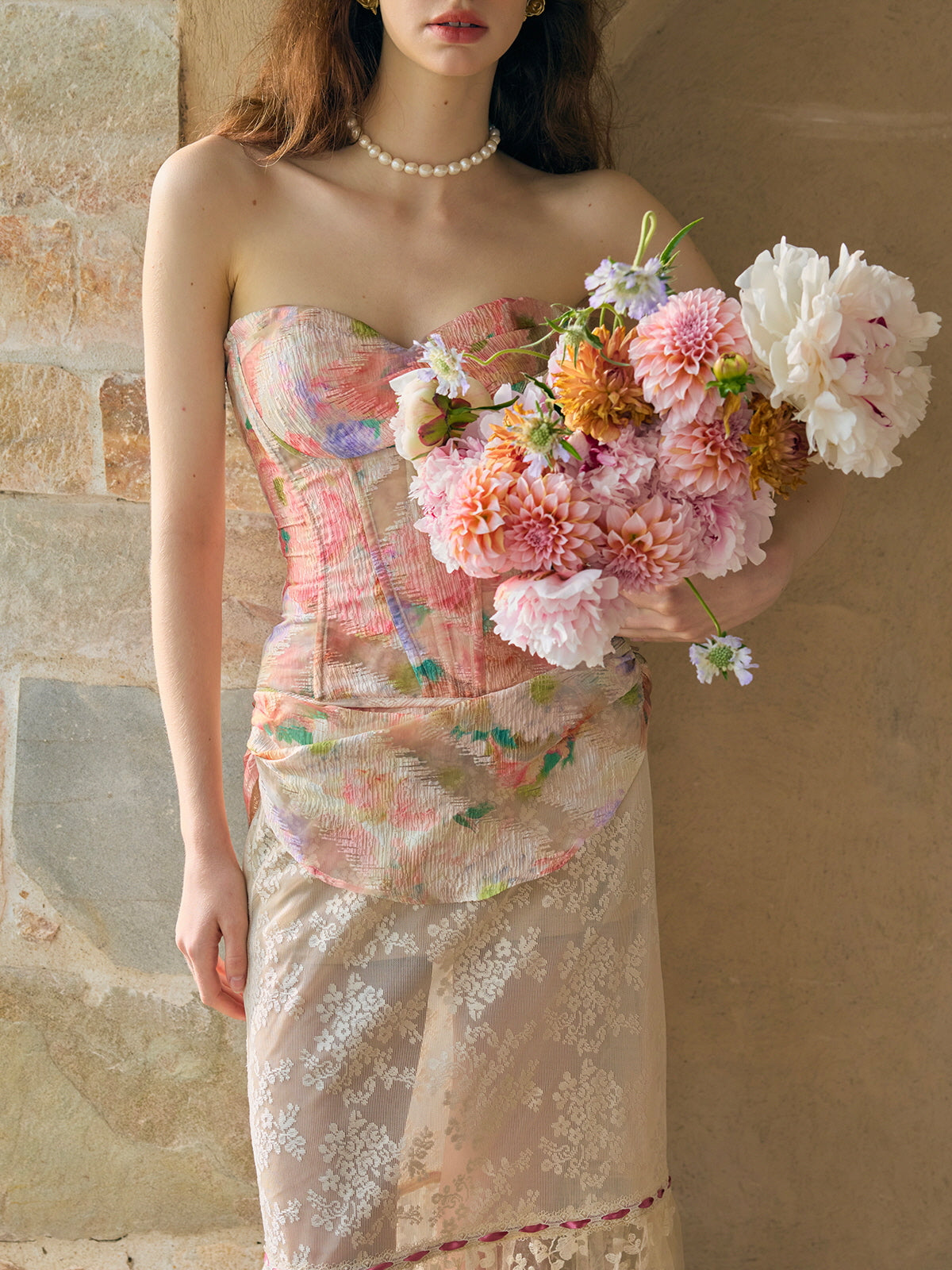 Watercolor Vintage Garden Corset
