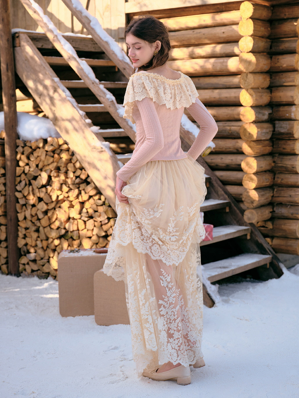 Vintage Lace Off-Shoulder Corset Top
