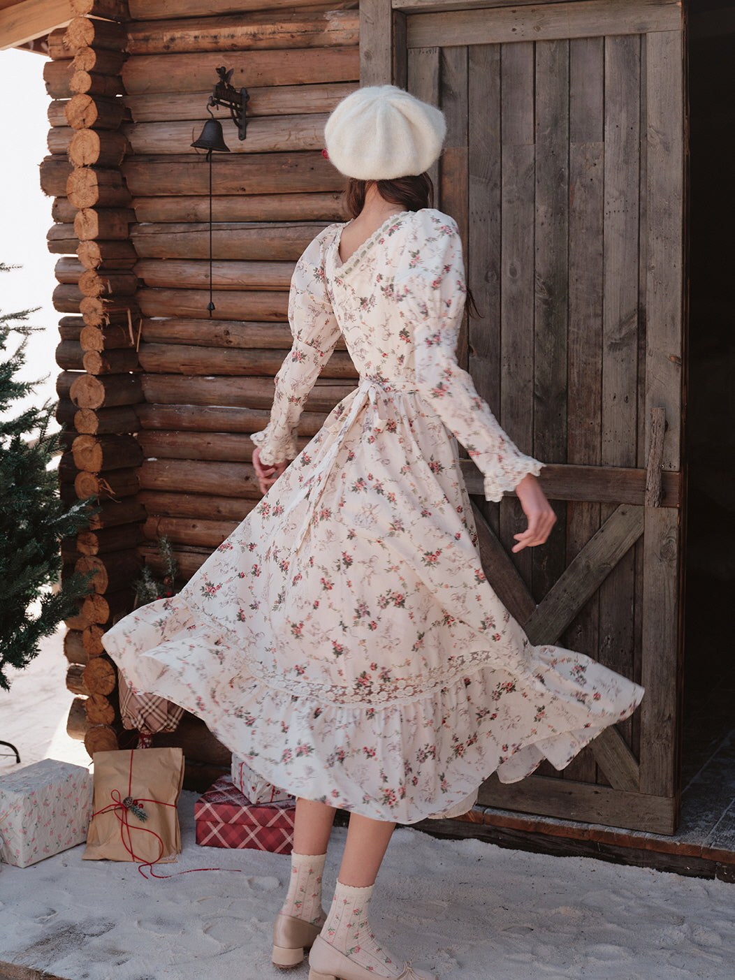 Vintage Floral Cottagecore Lace Dress