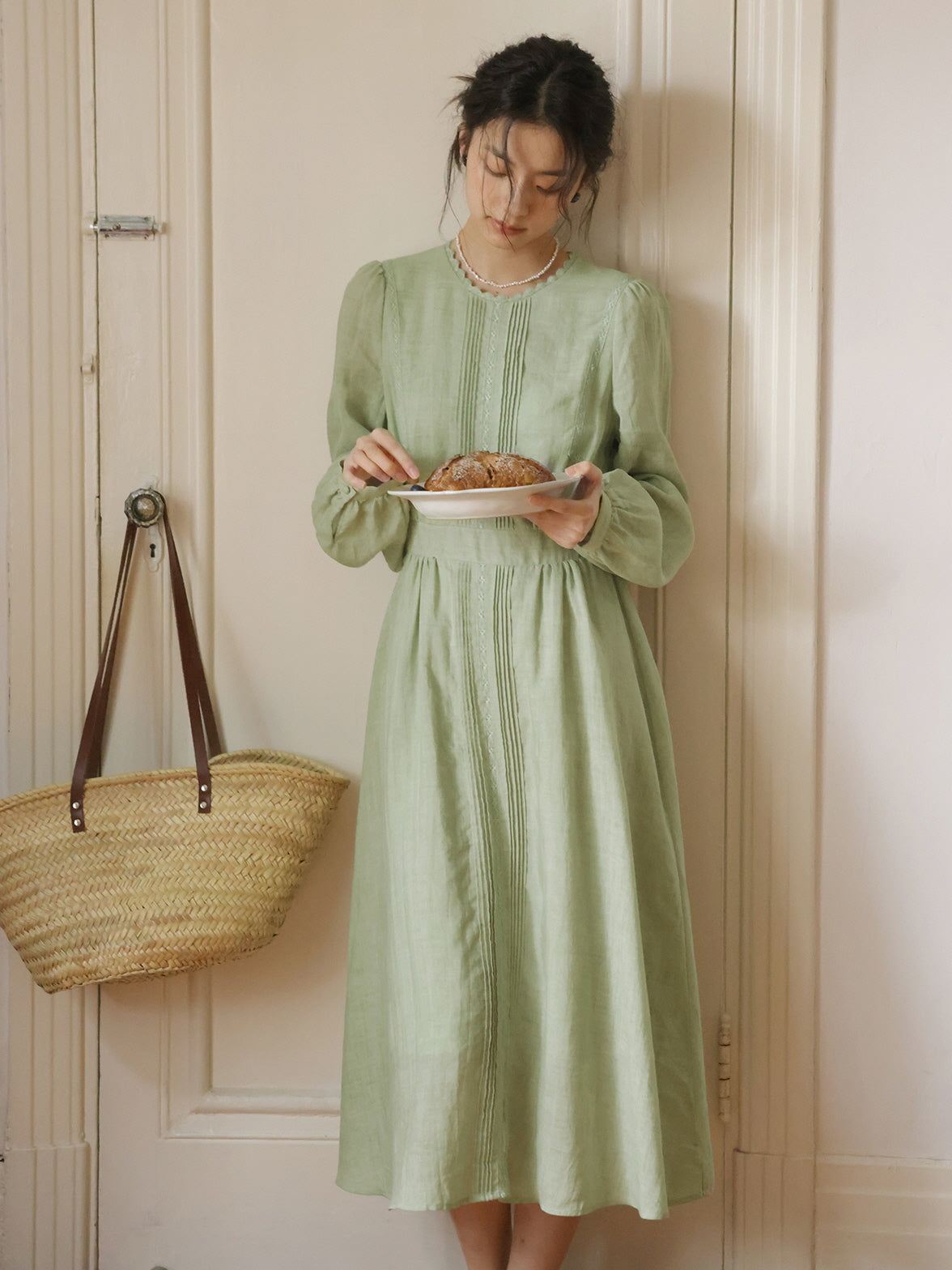 Sage Green Cottagecore Dress