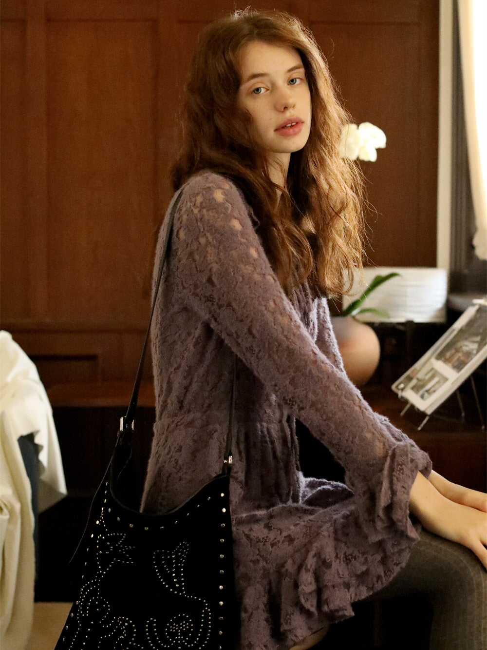 Vintage Lilac Lace Knit Dress