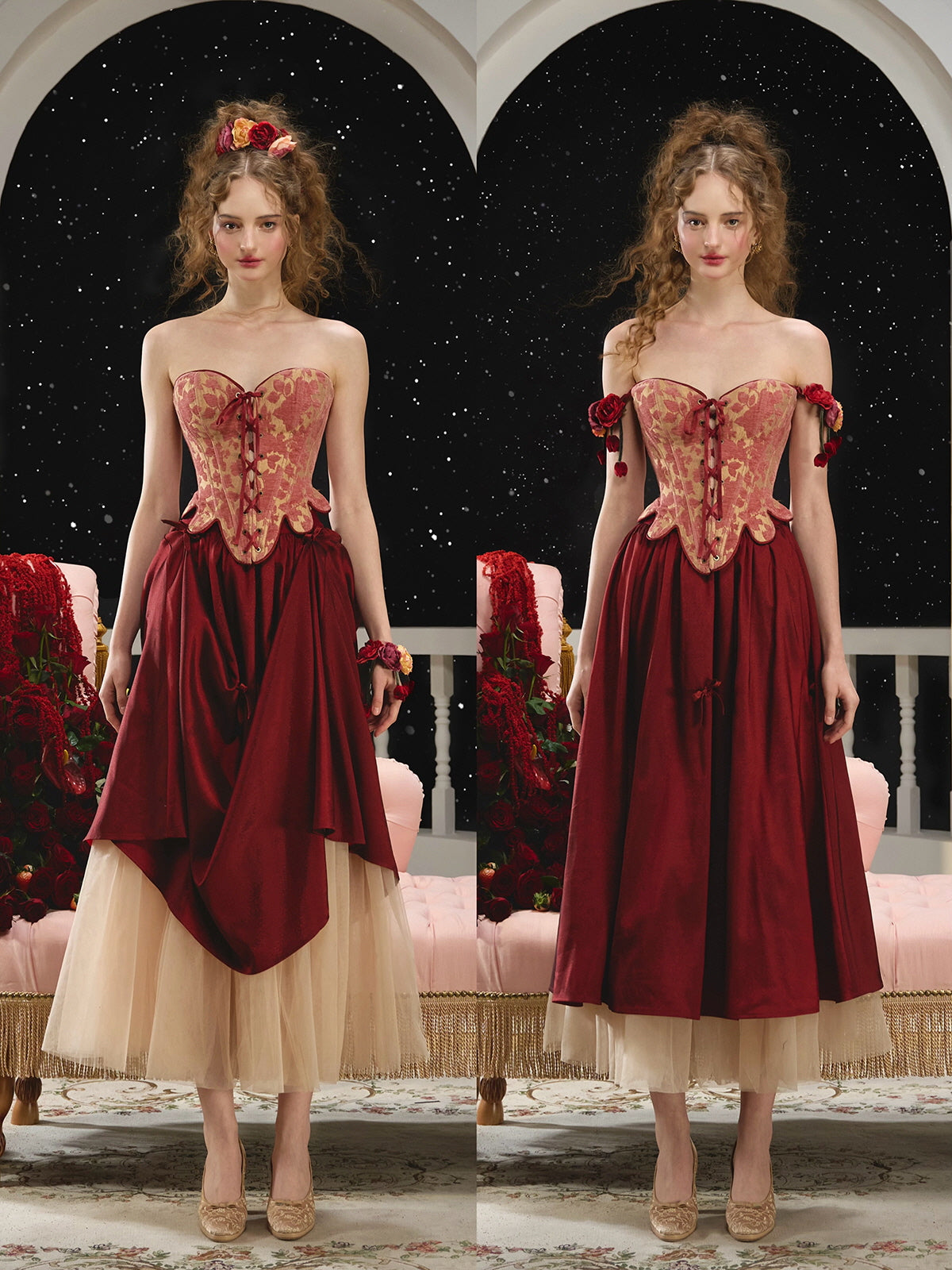 Vintage Layered Scarlet Tulle Skirt
