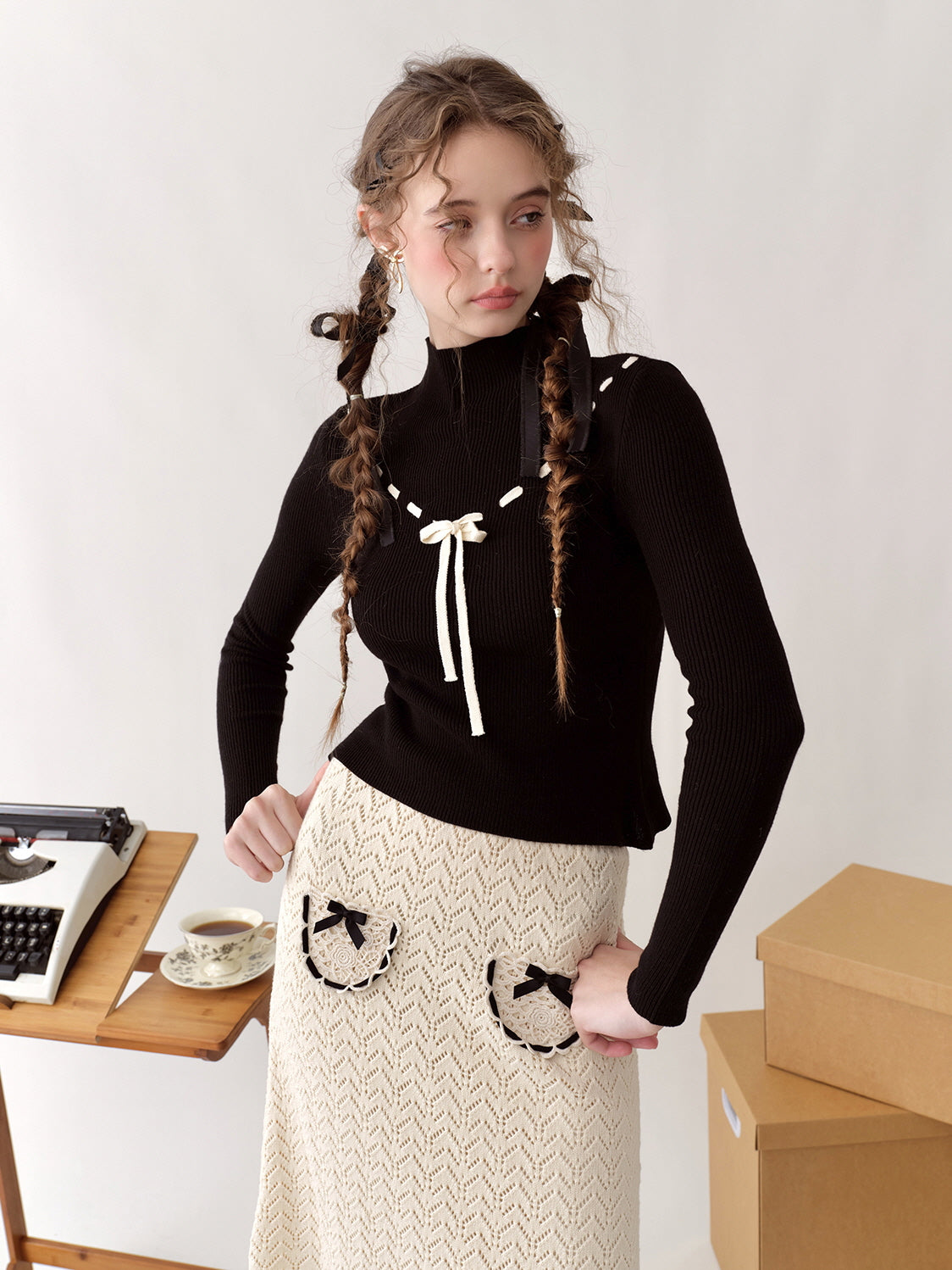 Coquette Bow Detail Knit Top