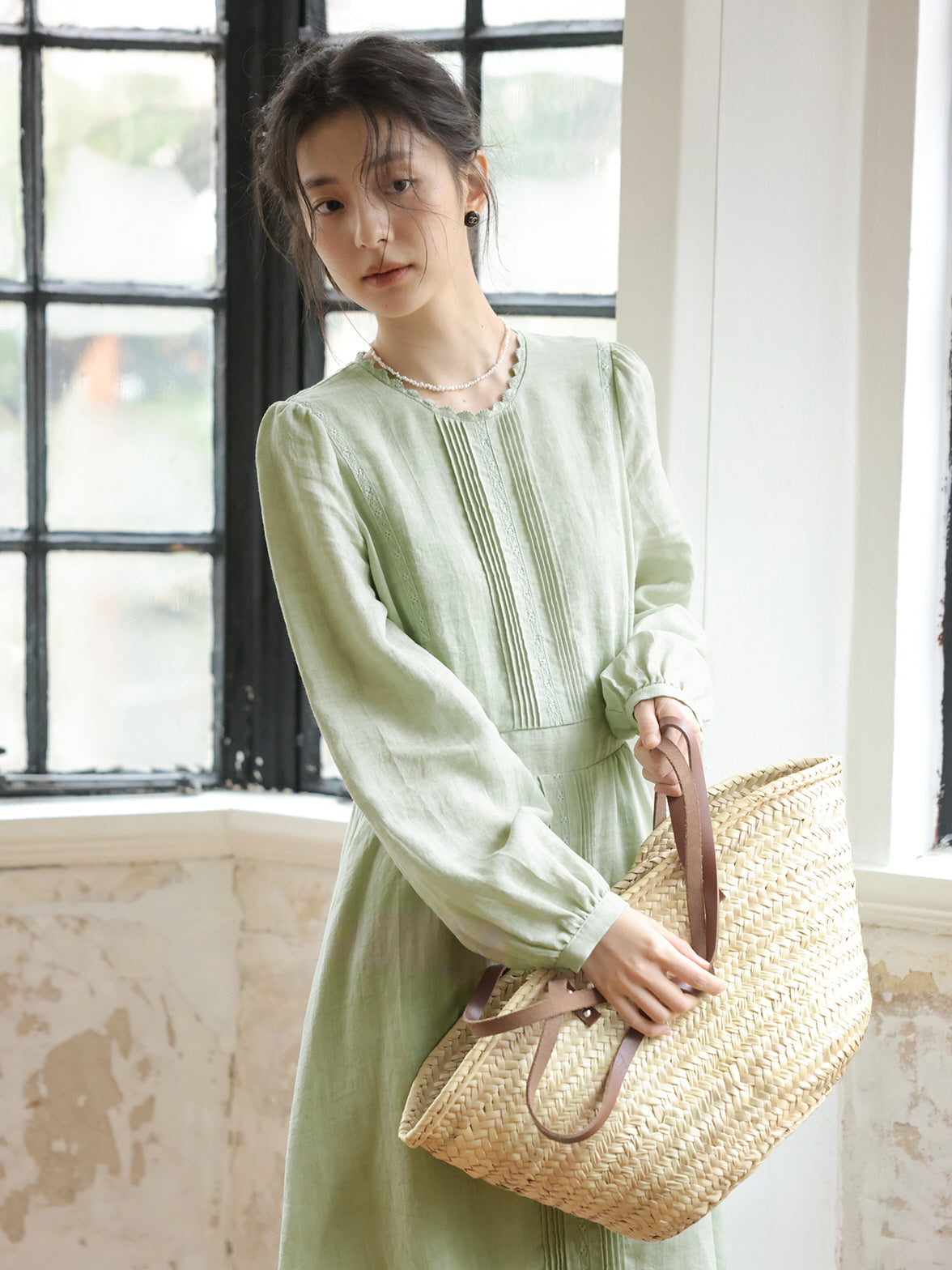 Sage Green Cottagecore Dress