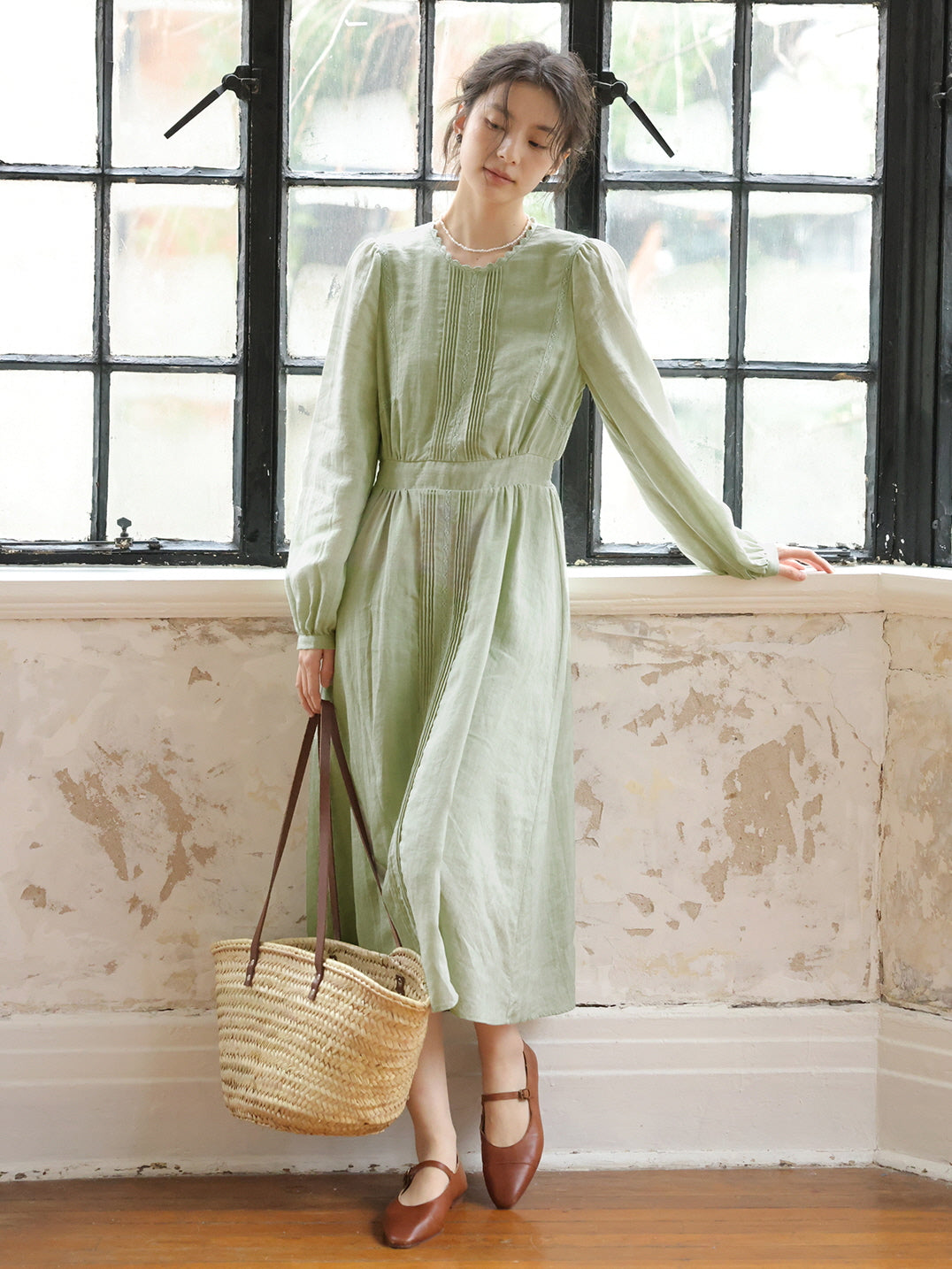 Sage Green Cottagecore Dress