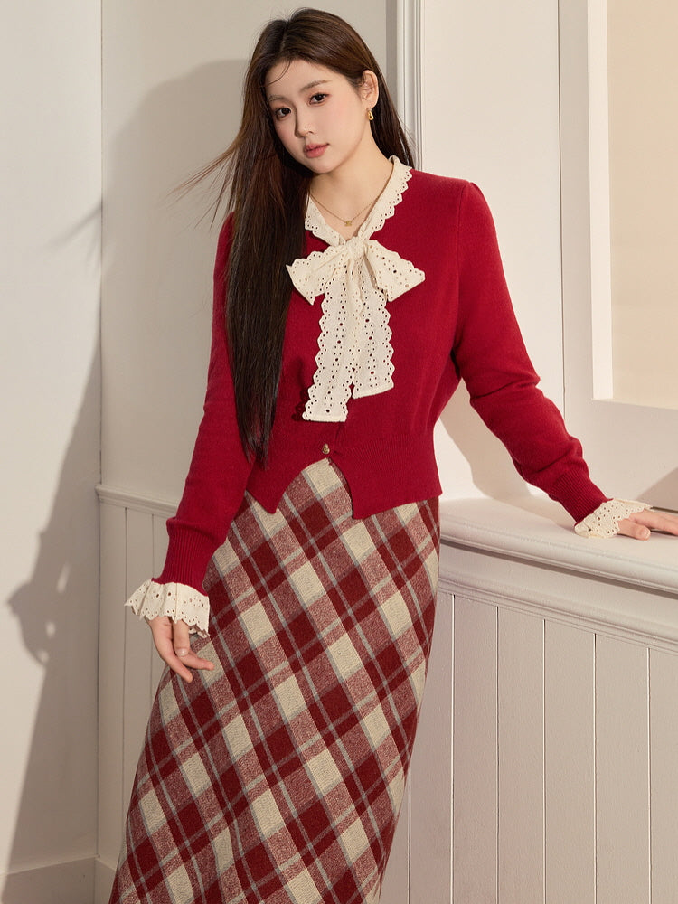 Ruby Bow Lace Sweater
