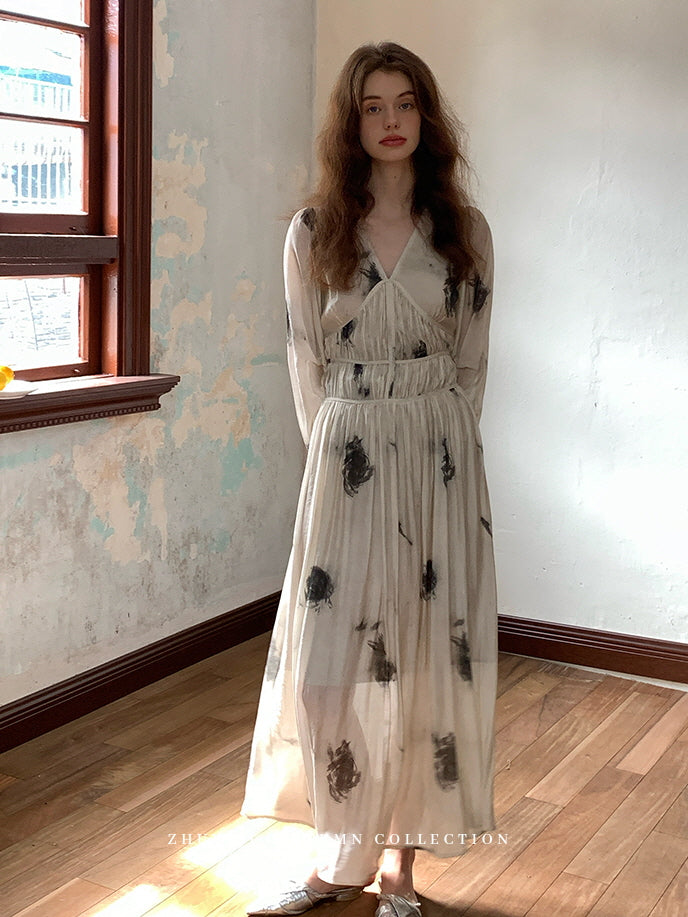 ivory boho maxi dress with sleeves Ethereal Long Sleeve Maxi Dress main image 0