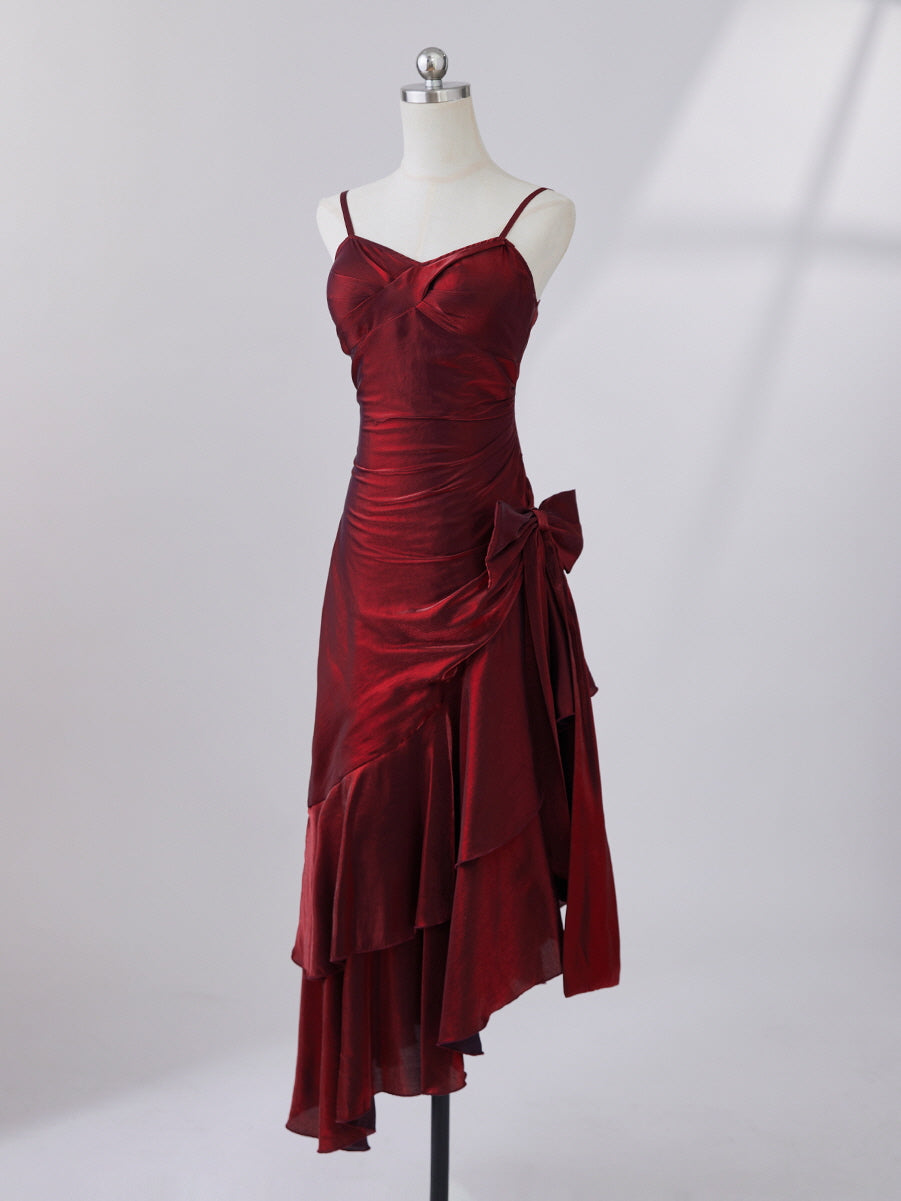 Crimson Elegance Mermaid Bow Dress