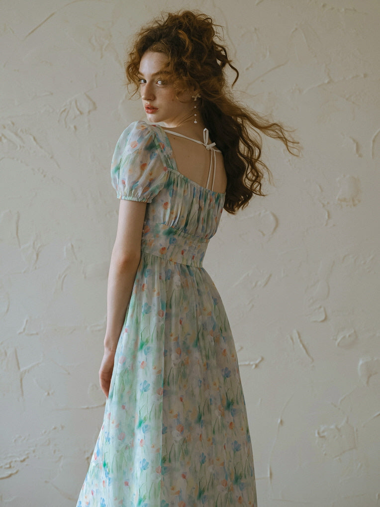 Watercolor Meadow Corset Dress