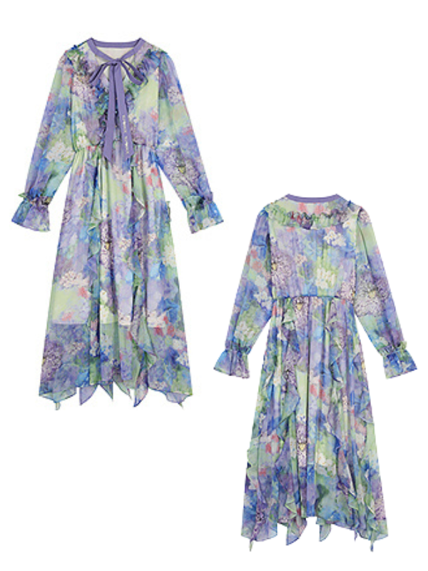 Ethereal Watercolor Ruffle Dress