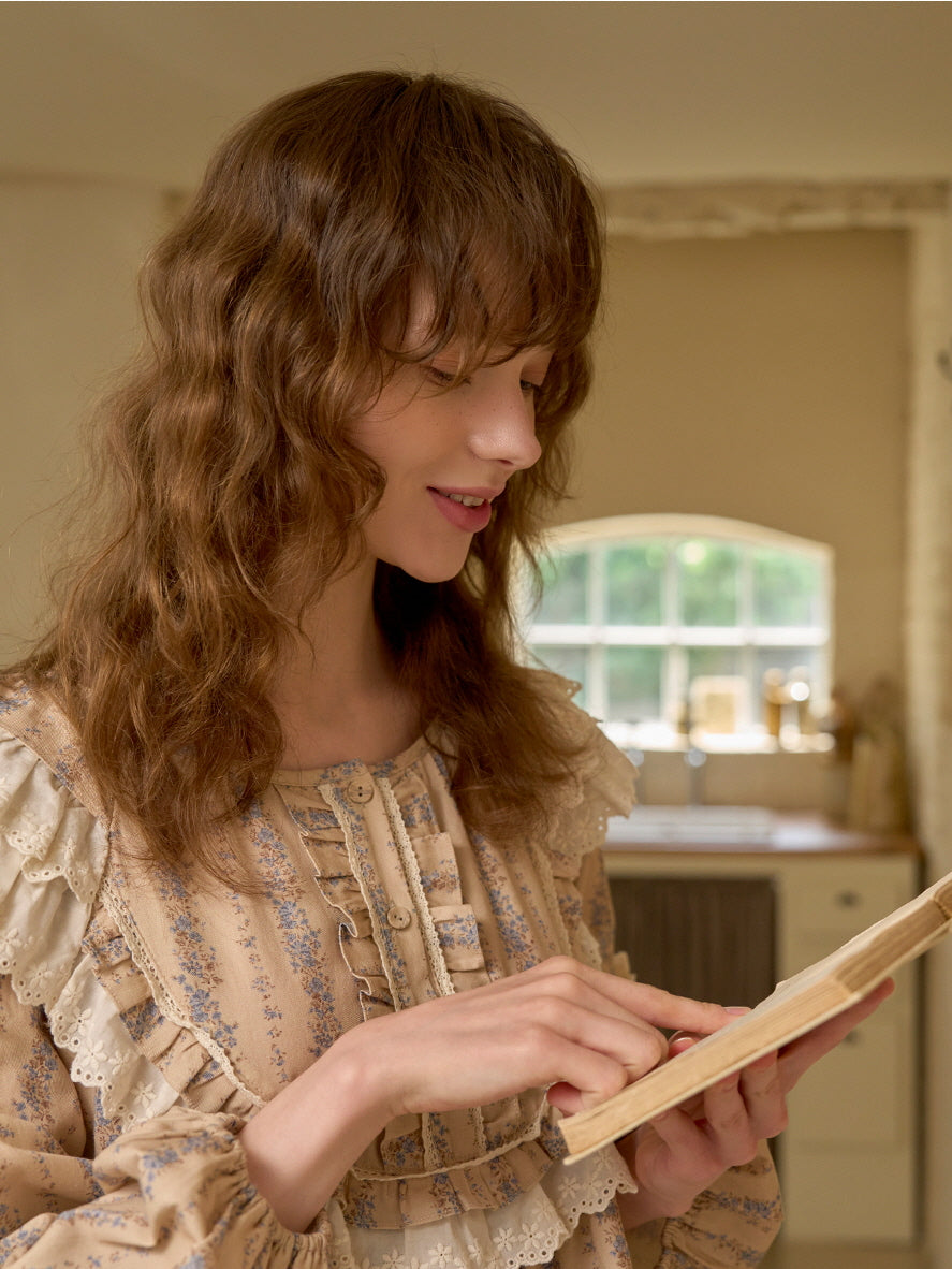 Vintage Ruffle Cotton Pajama Set