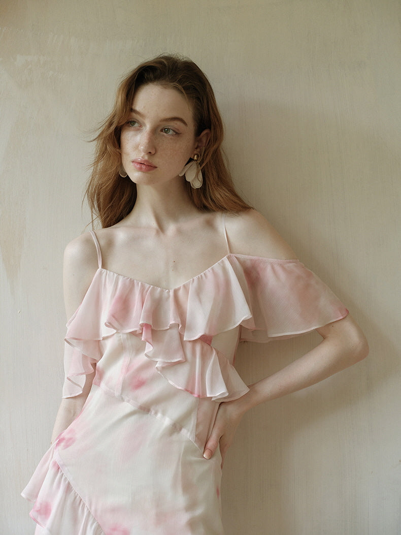 Watercolor Ruffle Fairy Slip Dress