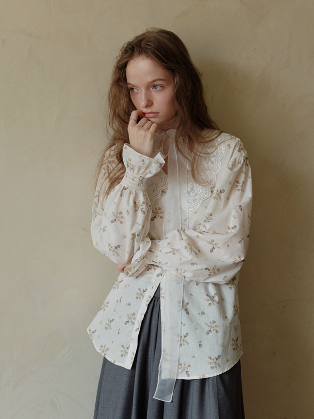 Vintage Floral Lace Collar Blouse