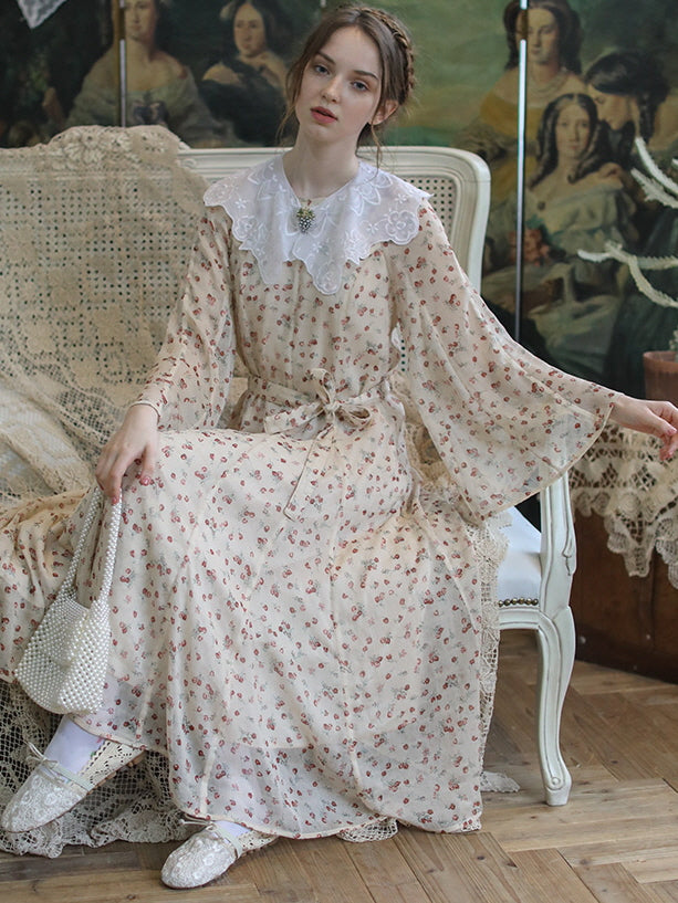 Floral Elegance Blossom Vintage Chiffon Dress