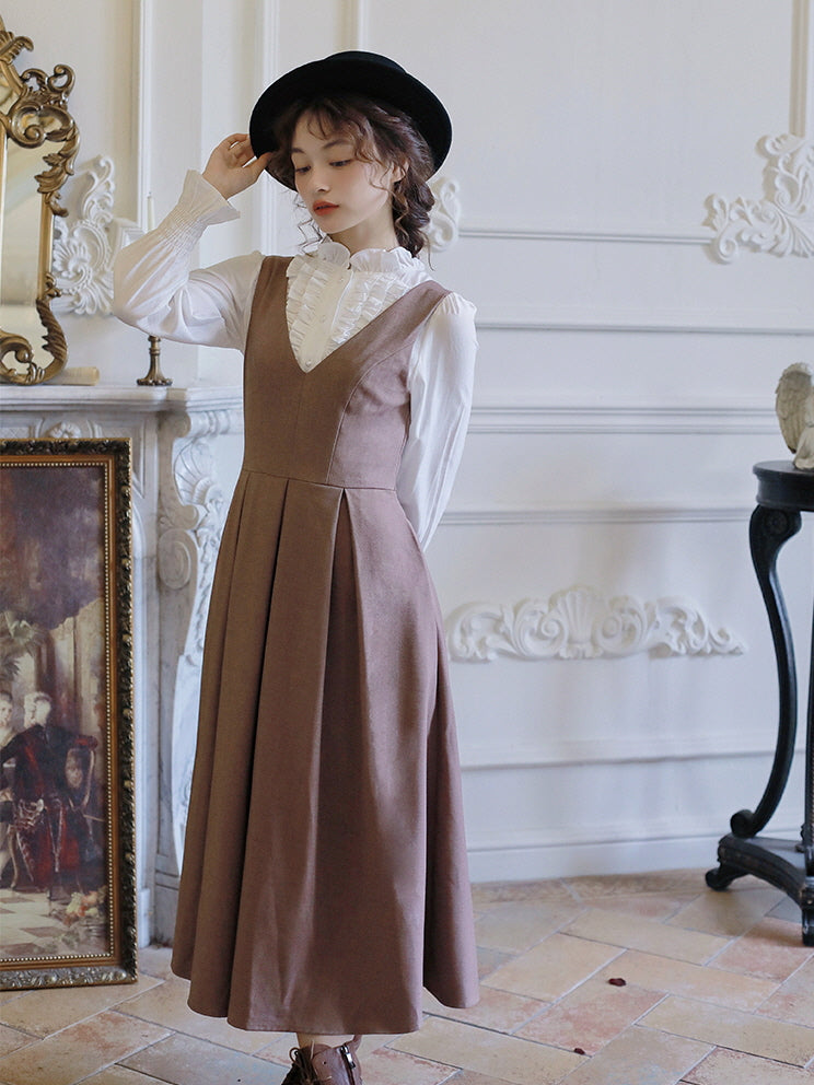Retro Brown Layered Dress