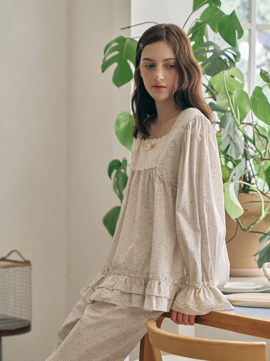 Vintage Floral Cotton Loungewear Set