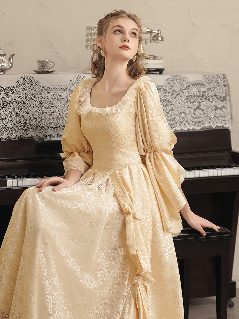 Soft Yellow Vintage Lace Princess Dress
