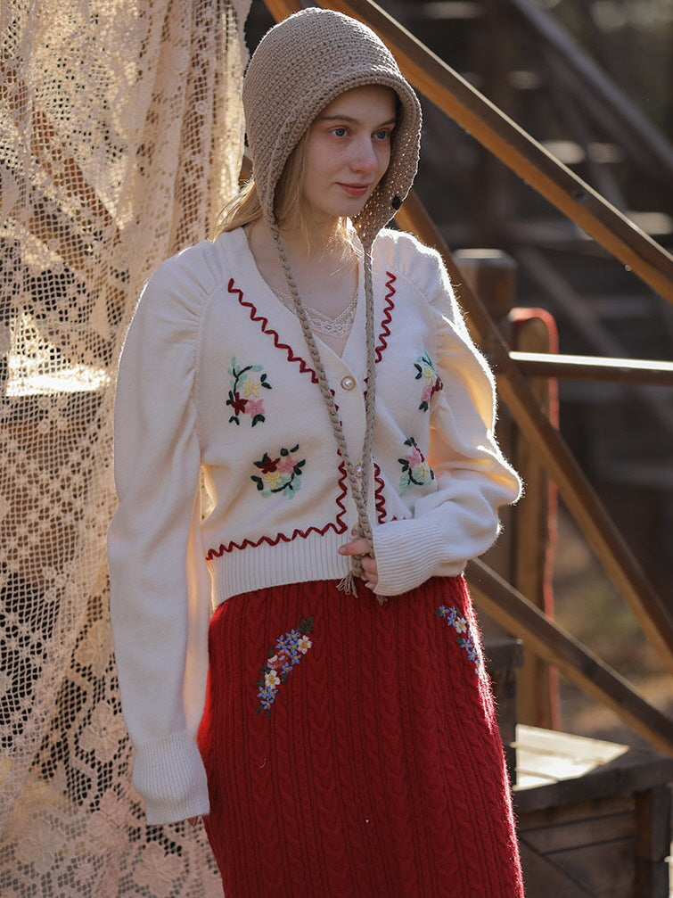 Vintage Floral Embroidered Cardigan