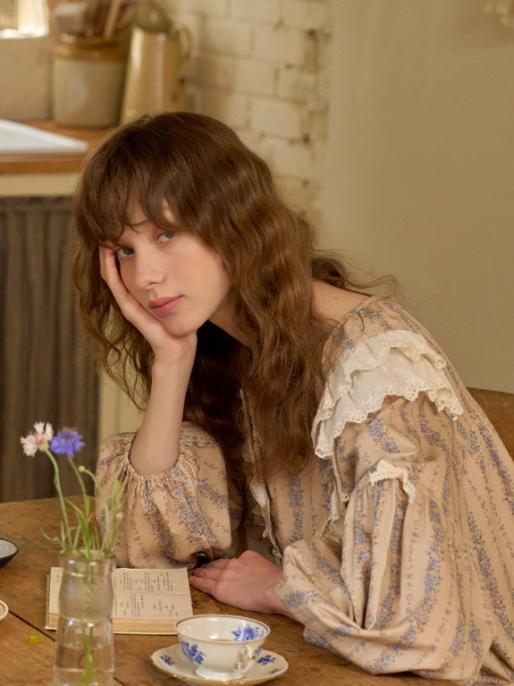 Vintage Ruffle Cotton Pajama Set