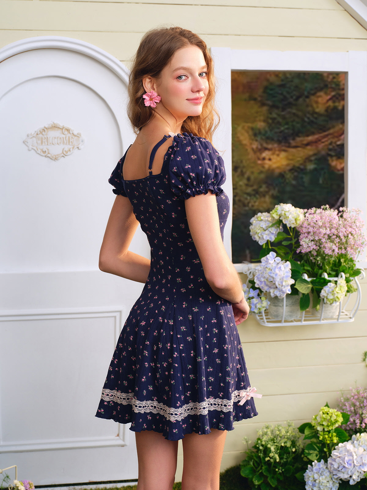 Sweetheart Cottage Floral Mini Dress