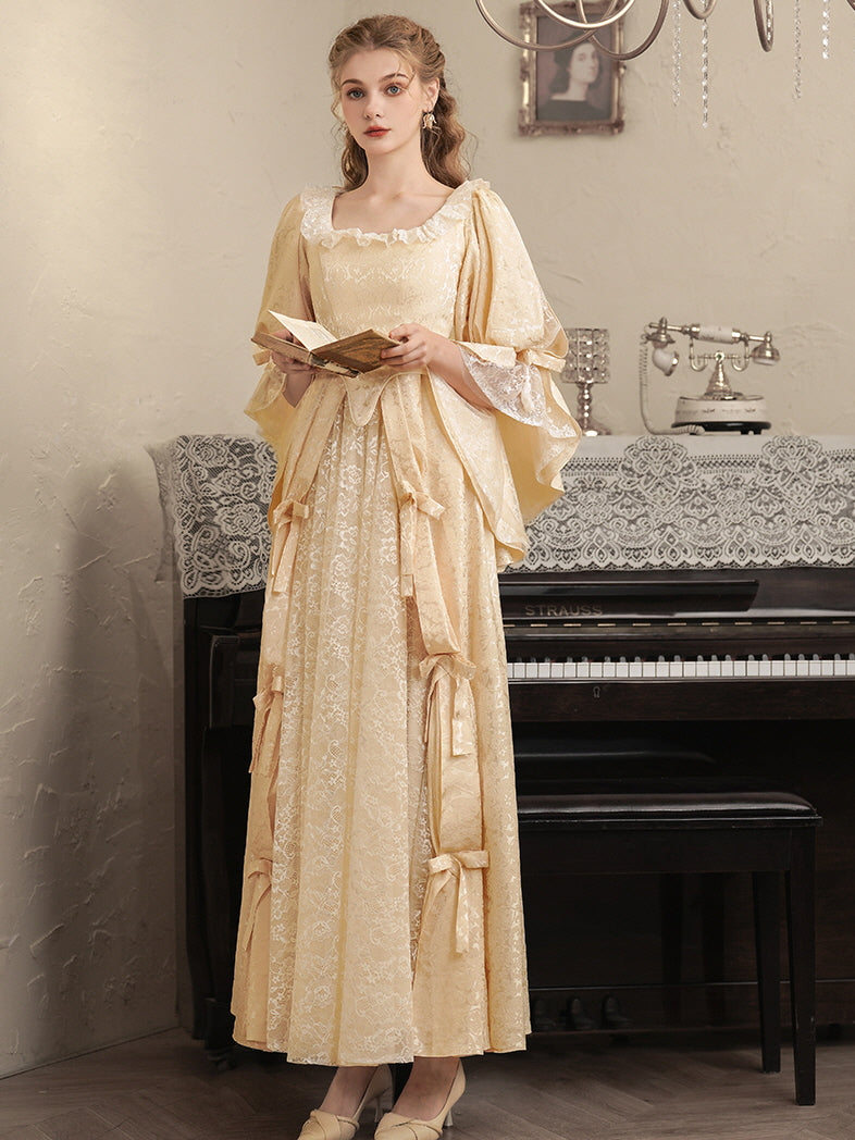Soft Yellow Vintage Lace Princess Dress