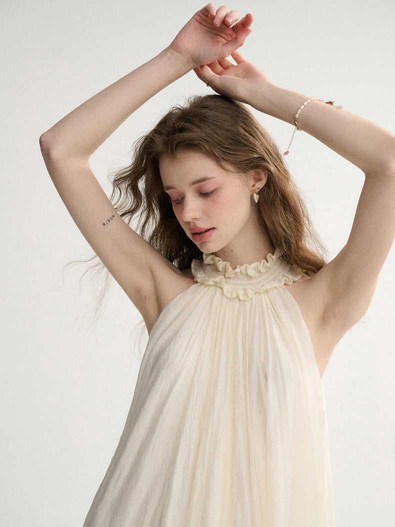 Ethereal Ruffle Halter Dress