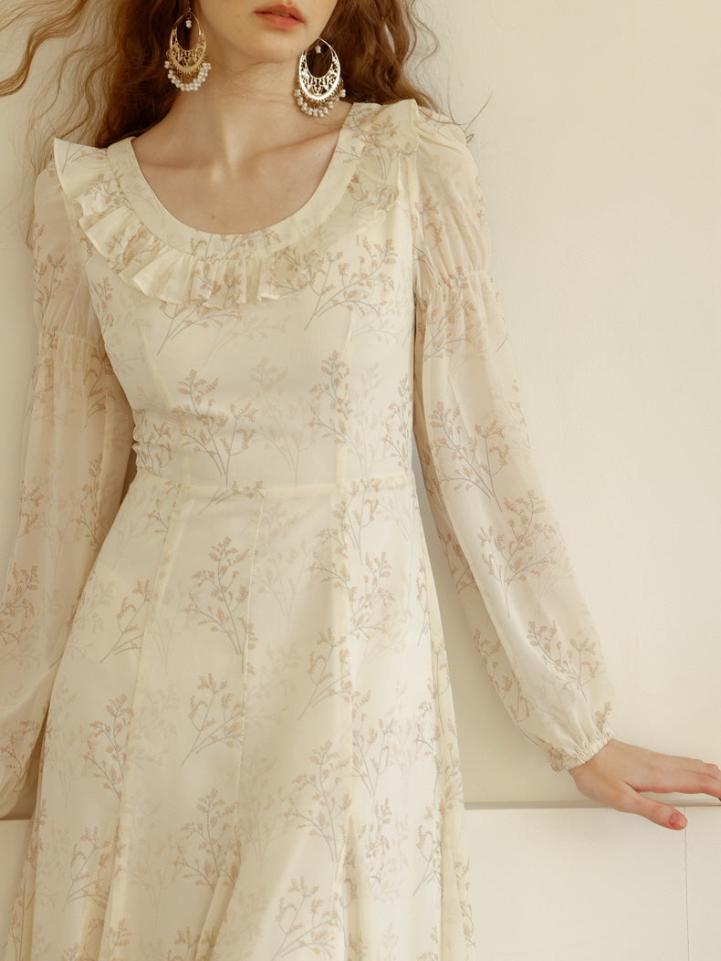 Vintage Floral Ruffled Fairycore Dress