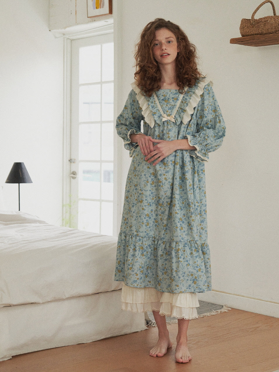 Blue Meadow Ruffle Lounge Gown