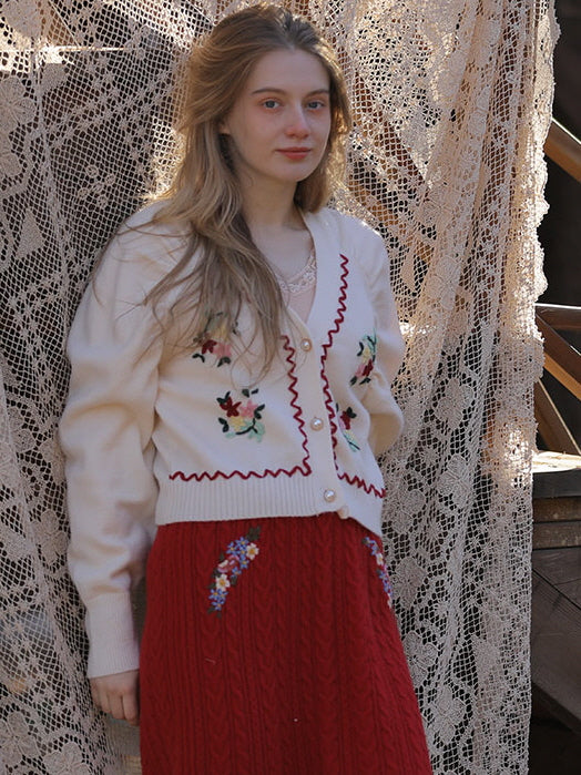 Vintage Floral Embroidered Cardigan