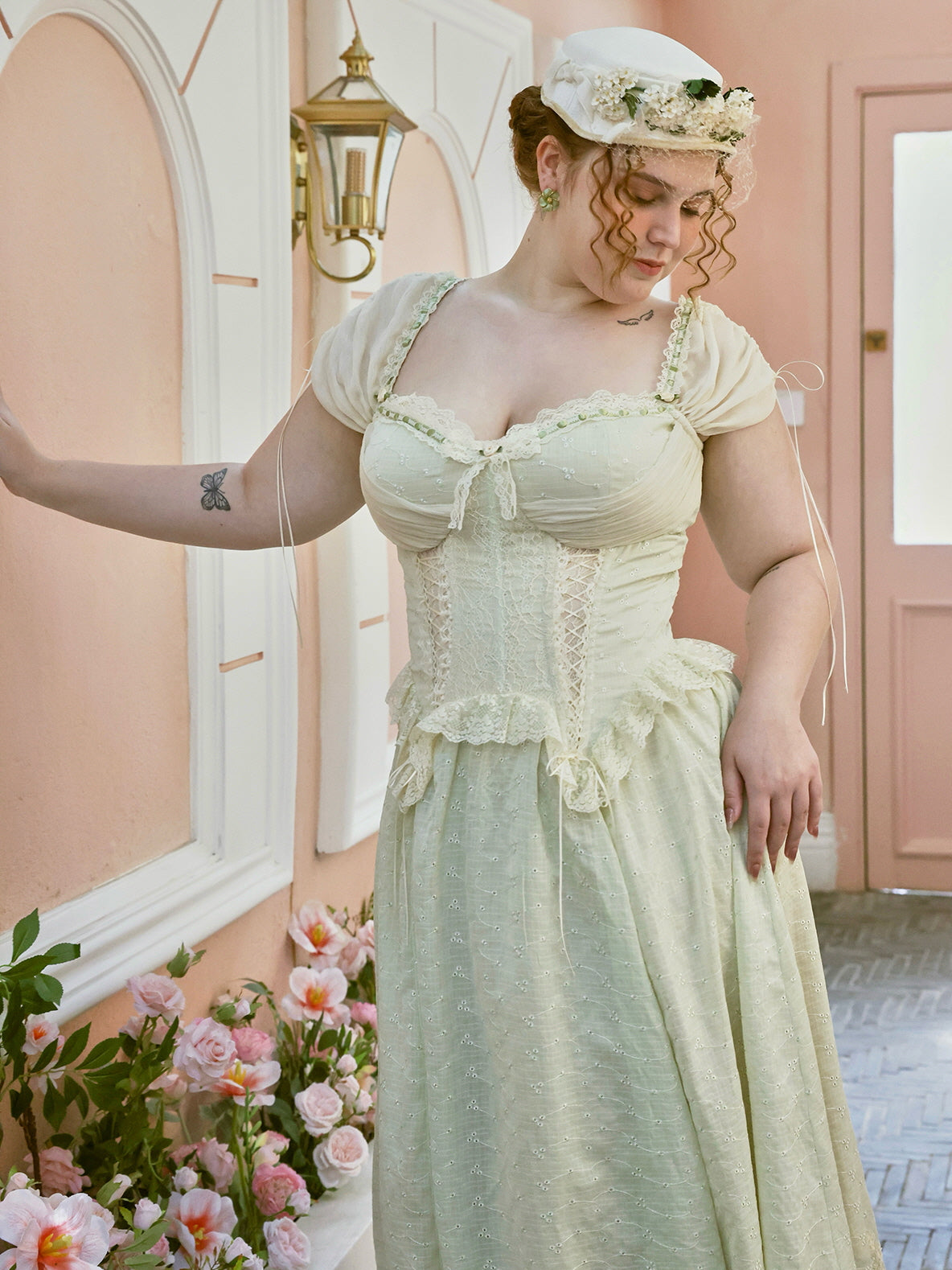 Ethereal Lace Corset Lime Green Dress