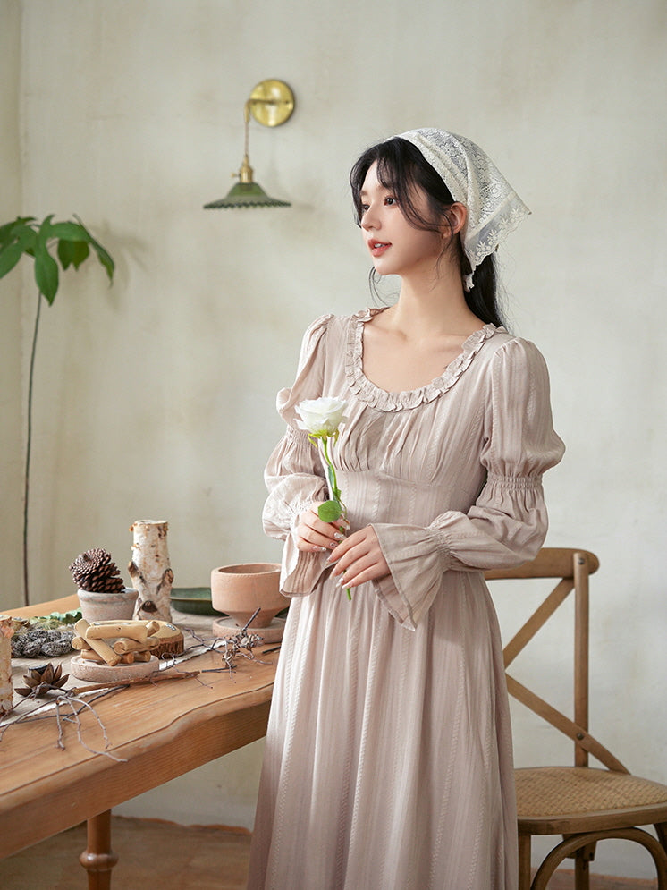 Emily's Retro Beige Elegance Dress