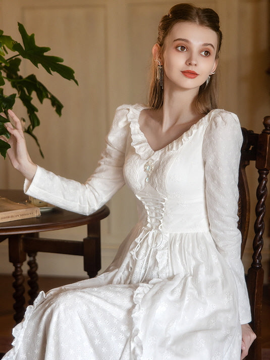 White Lace Corset Long Dress - Princesscore Aesthetic Outfit White Lace Corset Long Dress - Princesscore Aesthetic Outfit