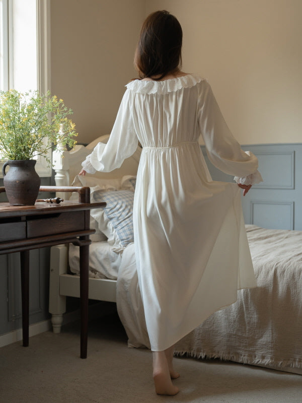 Lace Ruffle Morning Nightgown