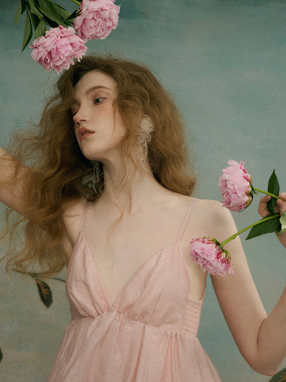 Ethereal Blush Draped Gown