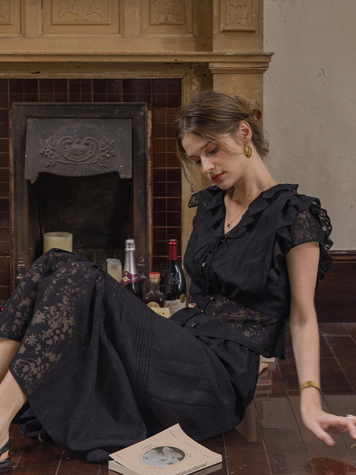 Lila's Midnight Bloom Blouse