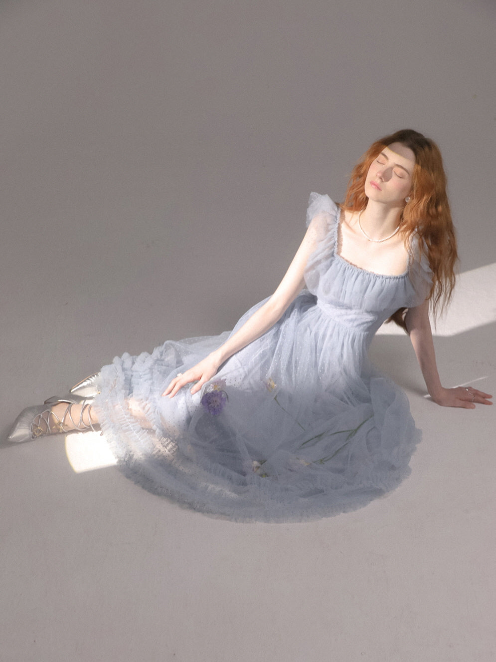 Fairy Ruffle Light Blue Tulle Dress