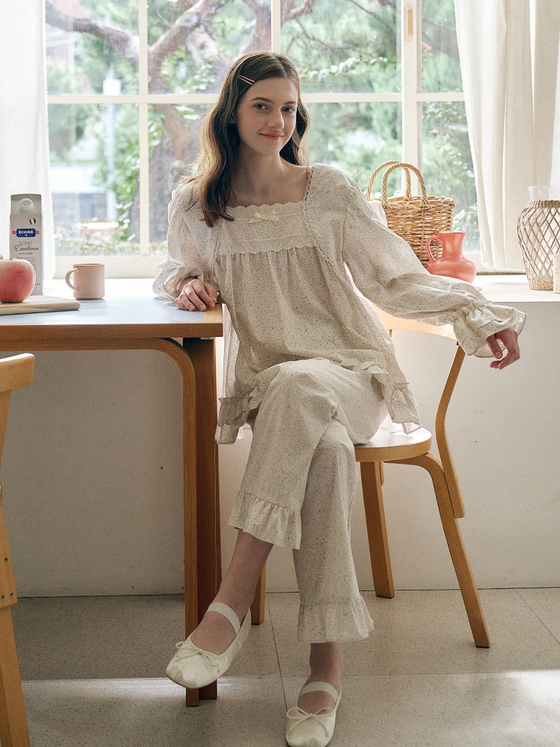 Vintage Floral Cotton Loungewear Set