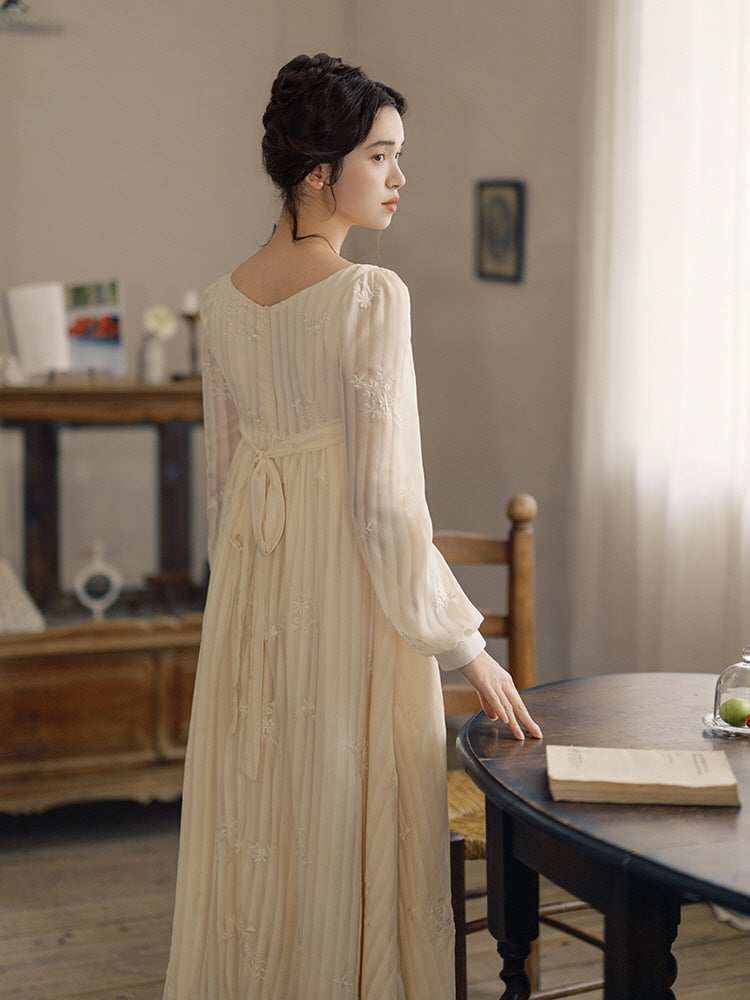 Square Neck Embroidered Fairy Dress