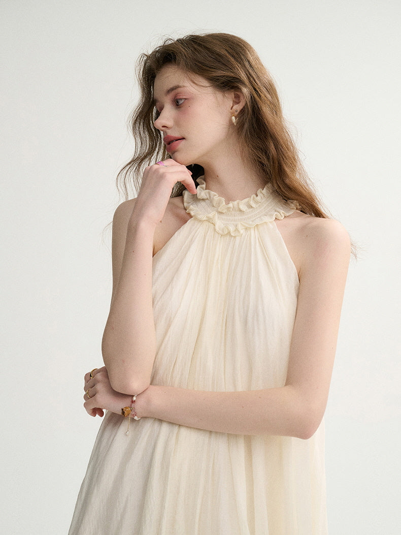 Ethereal Ruffle Halter Dress