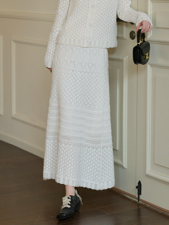 Ethereal Textured Knit Maxi Skirt