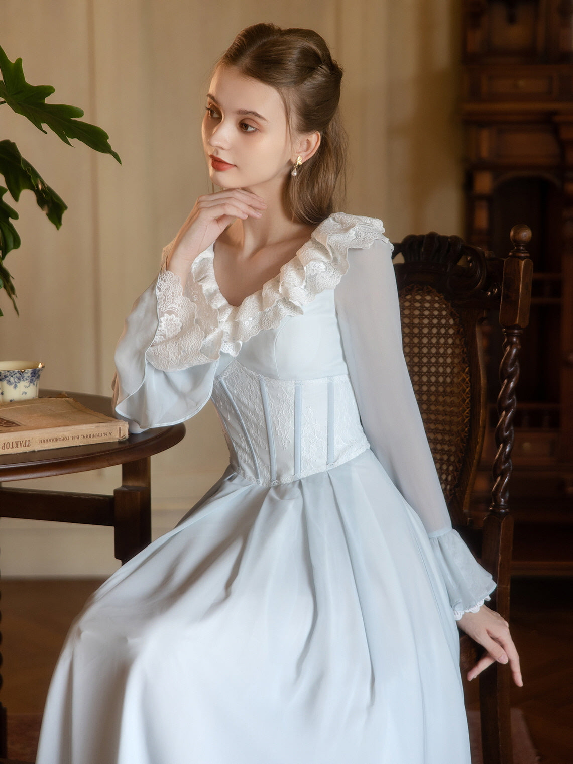 white christmas dresses Light Blue Corset Dress | Lace Ruffles & Elegant