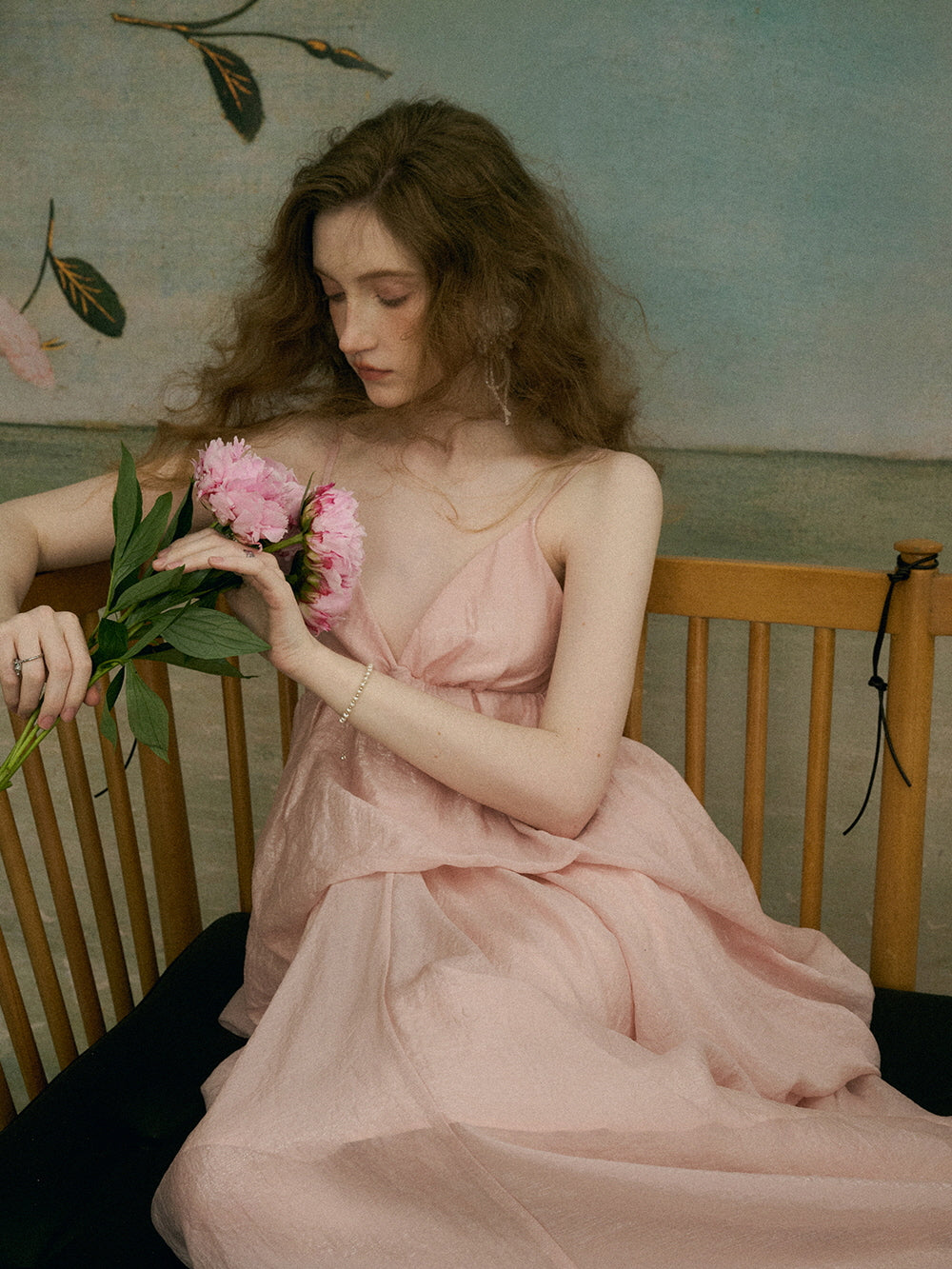 Ethereal Blush Draped Gown