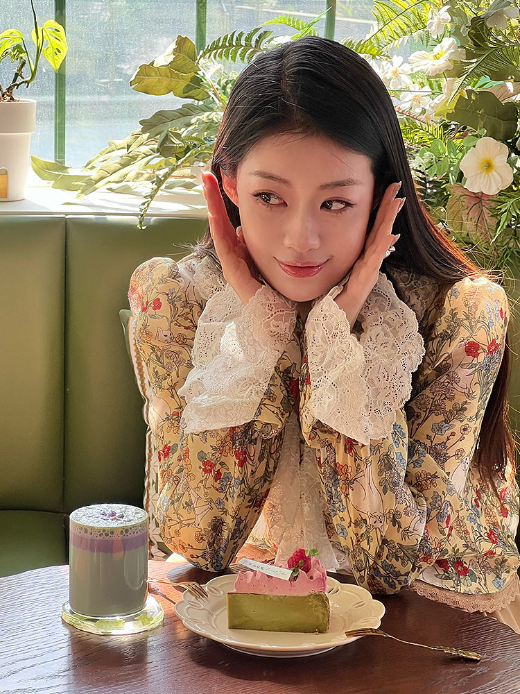 Enchanted Garden Cat Lace Blouse