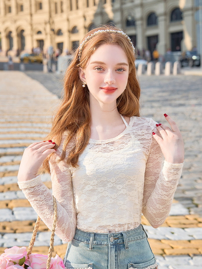 Delicate Lace Long-Sleeve Top