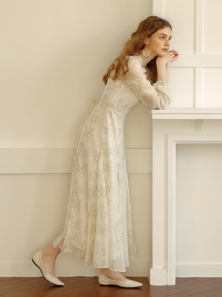 Vintage Floral Ruffled Fairycore Dress