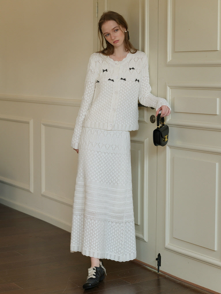 Ethereal Textured Knit Maxi Skirt