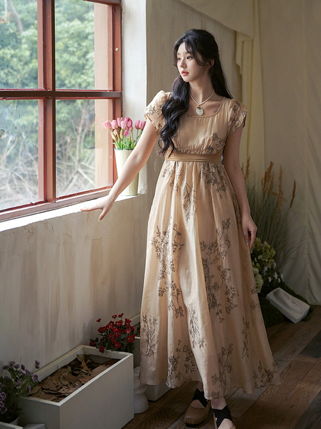 Golden Meadow Vintage Floral Dress