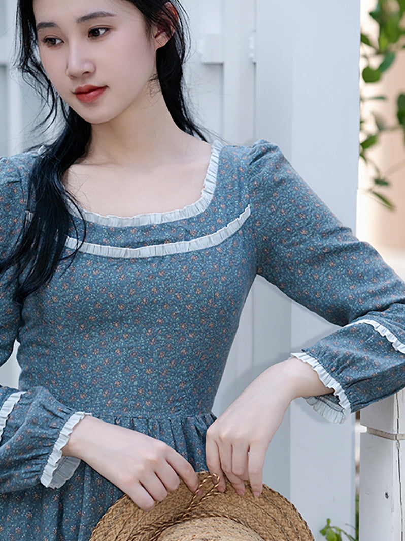 Alice's Floral Serenity Blue Dress