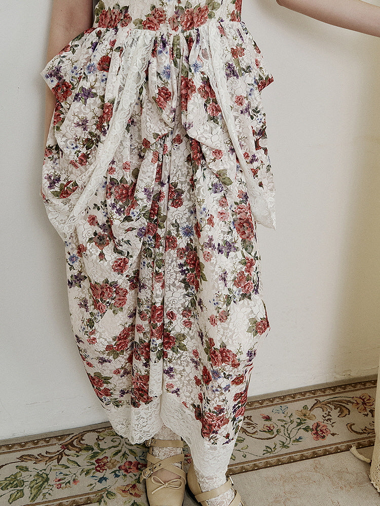 Fairytale Rose Draped Lace Dress