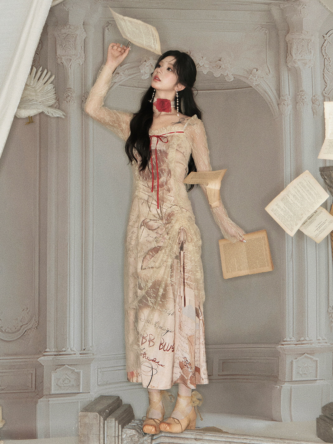 Vintage Manuscript Lace Dress